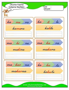 k sesi Grubu Çalışma Sayfaları